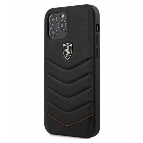 Чехол Ferrari Off-Track Genuine leather Quilted Hard iPhone 12 Pro Max, Черный