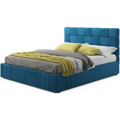 Мягкая кровать Tiffany 1600 синяя с подъемным механизмом Браво 80-НМ0297