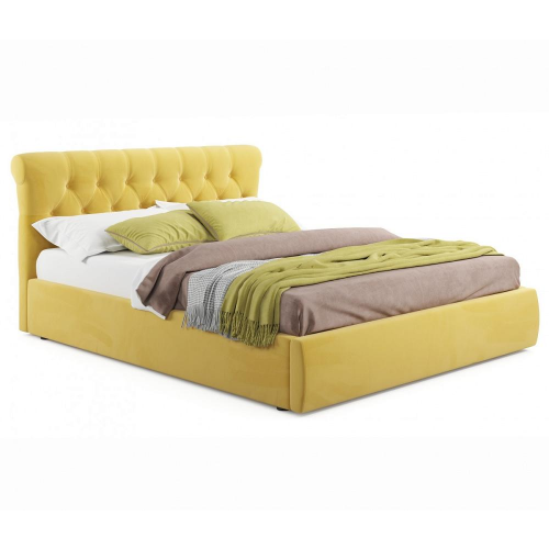 Мягкая кровать Ameli 1600 желтая с ортопедическим основанием Браво 80-НМ0343