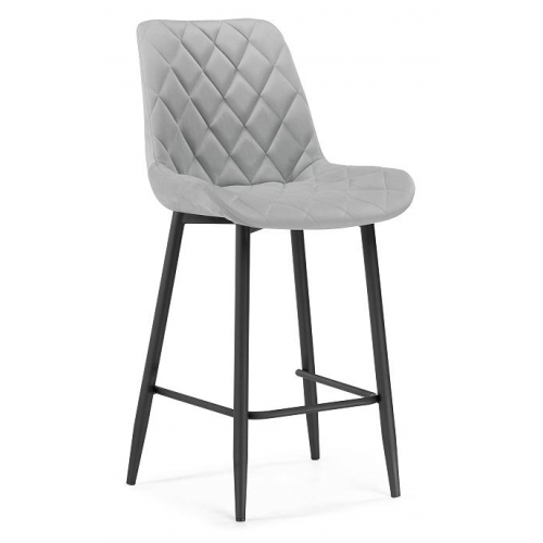 Барный стул Баодин велюр светло-серый / черный Браво 093-ВВ0097