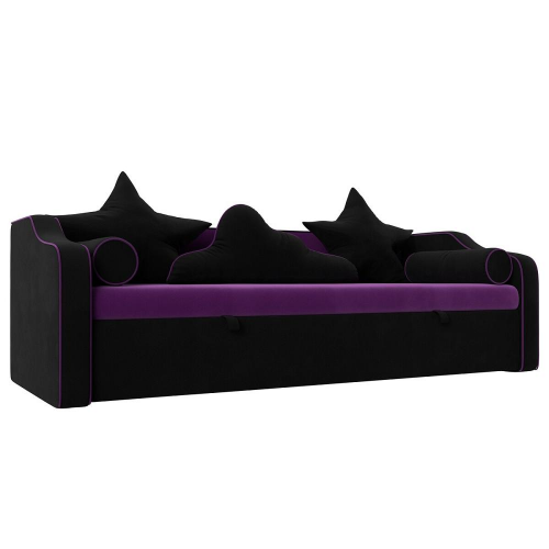 Детский диван-кровать Рико Микровельвет Фиолетовый/Черный Браво 107355