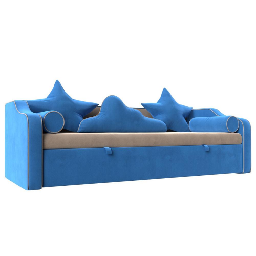Детский диван-кровать Рико Велюр Бежевый/Голубой Браво 107340