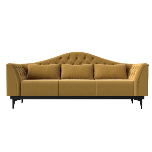 Прямой диван Флорида микровельвет желтый Браво 112352