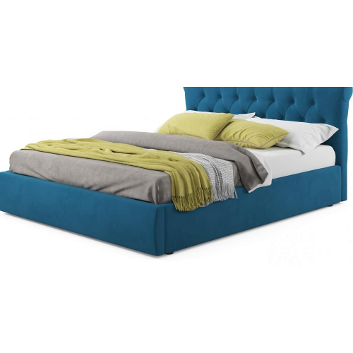 Мягкая кровать Ameli 1600 синяя с подъемным механизмом Браво 80-НМ0315