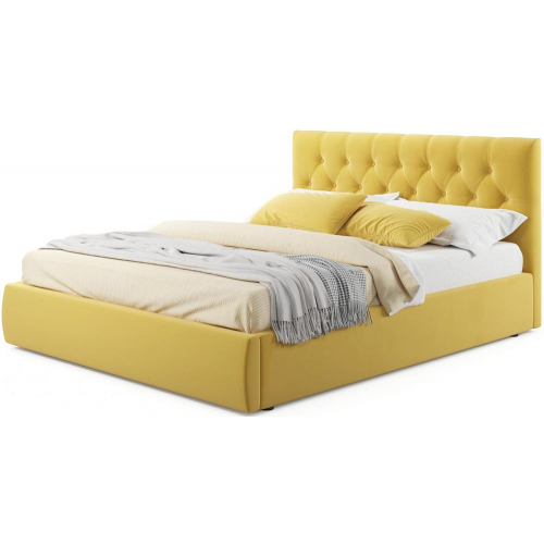 Мягкая кровать Verona 1600 желтая с подъемным механизмом Браво 80-НМ0374