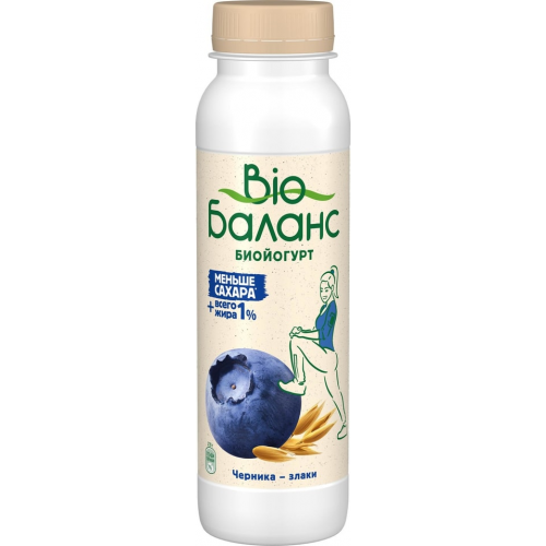 Биойогурт питьевой Bio Баланс с черникой и злаками 1% 270г