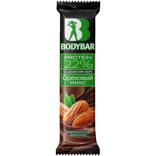 Батончик протеиновый BodyBar 22% Ореховый микс в горьком шоколаде 50г
