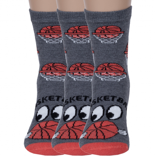 Комплект из 3 пар детских носков rusocks (орудьевский трикотаж) рис. 05, серые Rusocks 3-Д3-13500