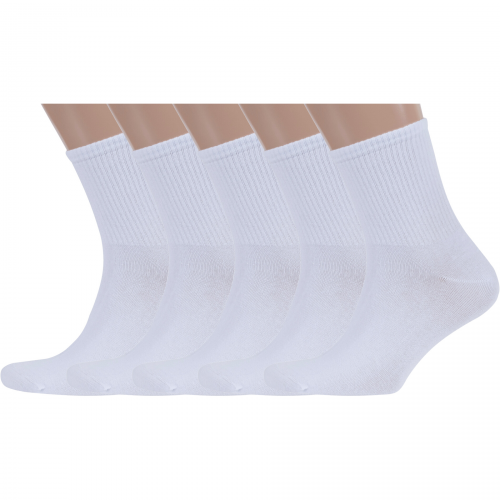 Комплект из 5 пар мужских спортивных носков rusocks (орудьевский трикотаж) белые Rusocks 5-М3-13747