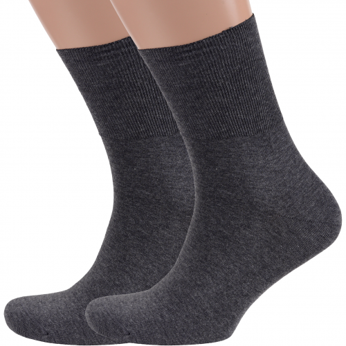 Комплект из 2 пар мужских носков с анатомической резинкой rusocks (орудьевский трикотаж) темно-серые Rusocks 2-М-245