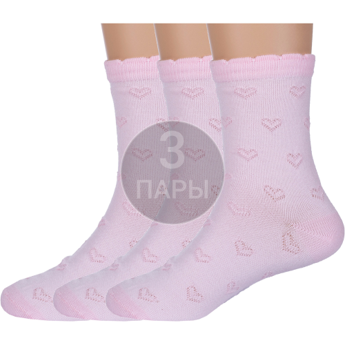 Комплект из 3 пар детских носков rusocks (орудьевский трикотаж) розовые Rusocks (орудьевский трикотаж) 3-Д3-13829Д