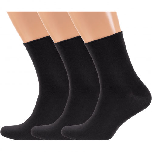 Комплект из 3 пар мужских носков без резинки rusocks (орудьевский трикотаж) черные Rusocks 3-М3-13034
