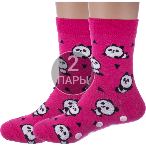 Комплект из 2 пар детских носков conte kids рис. 636, малиновые Conte 2-7С-54СП