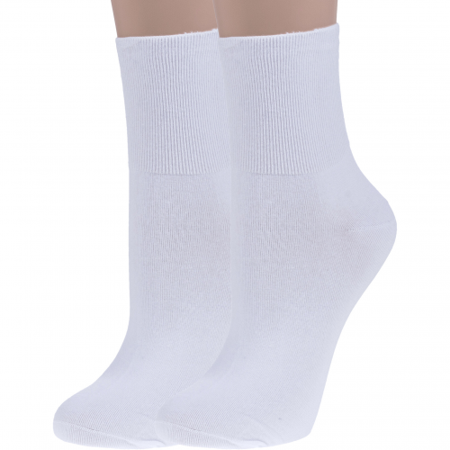 Комплект из 2 пар женских носков с широкой резинкой rusocks (орудьевский трикотаж) белые Rusocks 2-Ж-1800