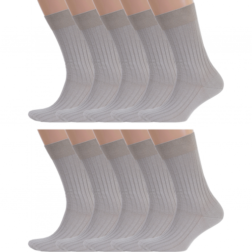 Комплект из 10 пар мужских носков rusocks (орудьевский трикотаж) из 100% хлопка рис. 01, темно-бежевые Rusocks 10-М3-11001