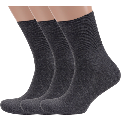 Комплект из 3 пар мужских носков с анатомической резинкой rusocks (орудьевский трикотаж) темно-серые Rusocks 3-М-245
