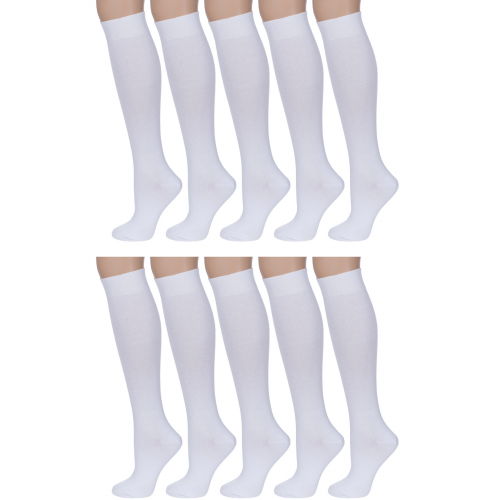 Комплект из 10 пар женских гольфов rusocks (орудьевский трикотаж) белые Rusocks 10-Ж-160/1