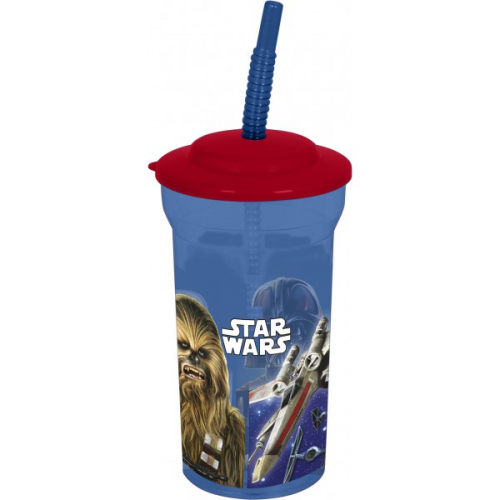 Звездные войны Стакан пластиковый с соломинкой и крышкой (прозрачный, 460 мл). Звёздные войны Классика
