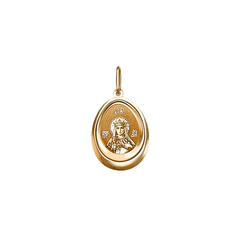 Подвеска-иконка "Святая Варвара" из красного золота Юз платина