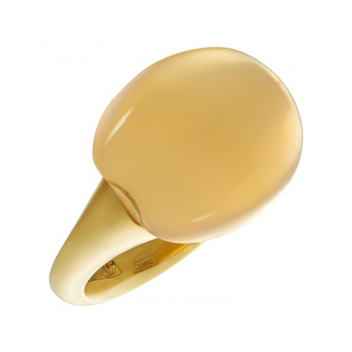 Кольцо с 1 лунным камнем из жёлтого золота 750 пробы Арт-модерн