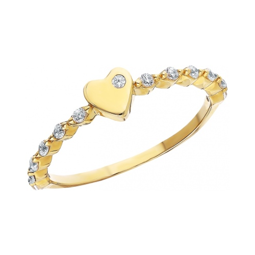 Кольцо Сердце с фианитами из комбинированного золота Mostar jewellery
