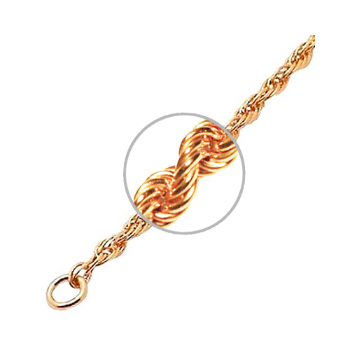 Цепочка плетения "Веревочка" из красного золота Красцветмет