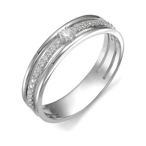 Кольцо с бриллиантом из белого золота 585 пробы Костромская ювелирная фабрика "алькор"