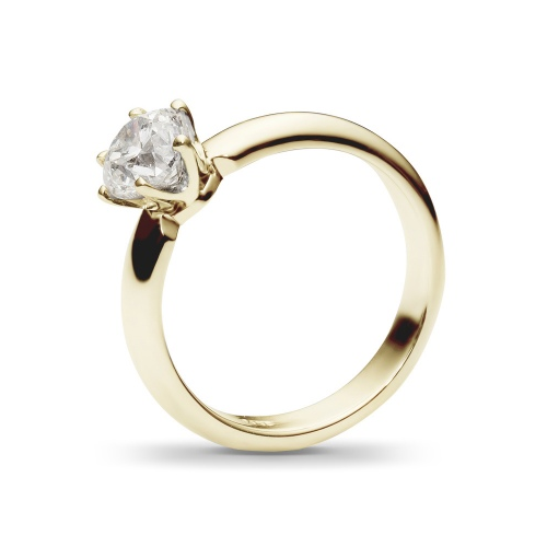 Классическое кольцо с бриллиантом 1.5 карат из желтого золота Небо