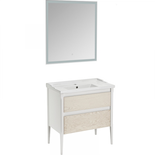 Комплект мебели для ванной ASB-Woodline Лорена 80 1220001 Белый Бежевый