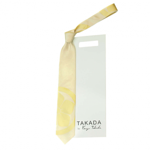 Бежевый шелковый галстук с кремовым цветком Kenzo Takada 826123