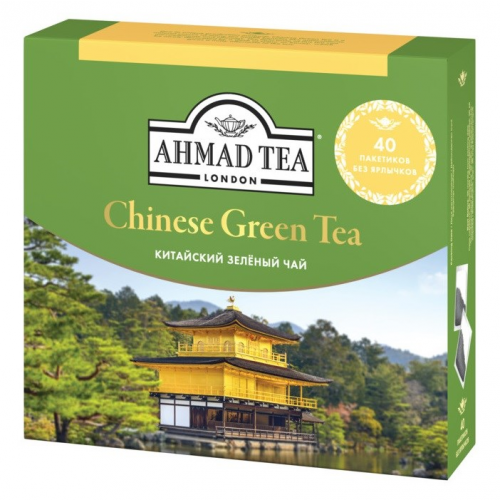 Чай "Ahmad Tea" «Китайский», зелёный, в пакетиках без ярлычков, 40х1,8г Упаковка - 10 шт