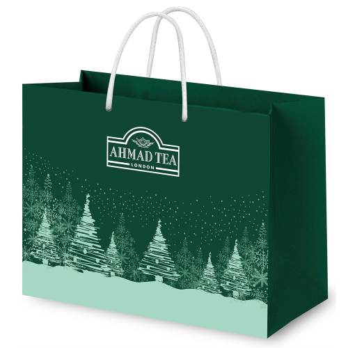 Подарочный новогодний пакет от "Ahmad Tea", большой, размеры 370*300*160