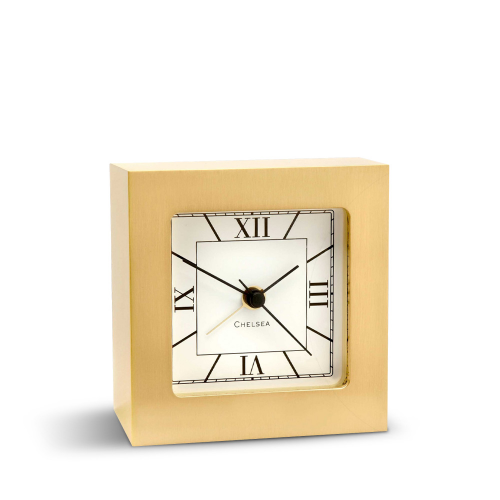 Chelsea Clock Square Brass Часы настольные с будильником