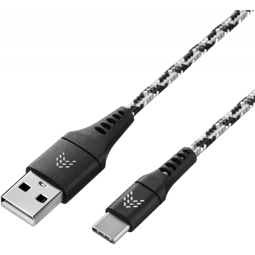 Дата-кабель Rocket Contact USB-A - USB-C 1м оплётка нейлон Черно-белый