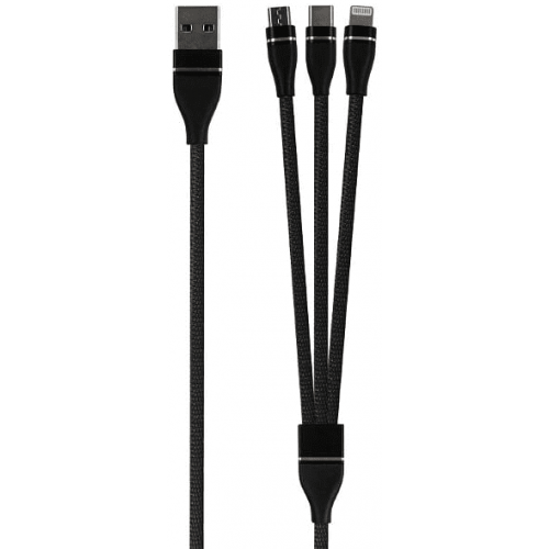 Дата-кабель RedLine USB A-Type-С+Lightning+Micro Black