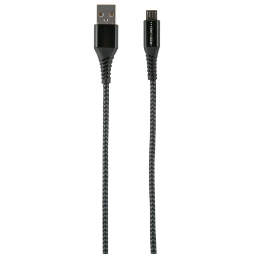 Дата-кабель RedLine USB-microUSB текстиль Black