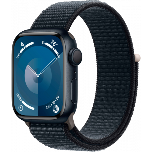 Часы Apple Watch Series 9 GPS 45мм корпус из алюминия Темная ночь + ремешок Sport Loop Темная ночь