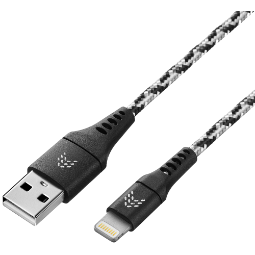 Дата-кабель Rocket Contact USB-A - Lightning 1м оплётка нейлон Черно-белый