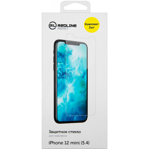 Стекло защитное RedLine Apple iPhone 12 mini прозрачное 2 шт