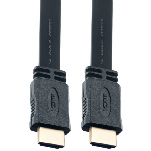 Дата-кабель Perfeo HDMI A-HDMI A 1м ver.1.4 плоский Black