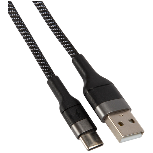 Дата-кабель UNBROKE Mane USB-Type-C 1,2 метра до 3A нейлоновая оплетка черно-серый