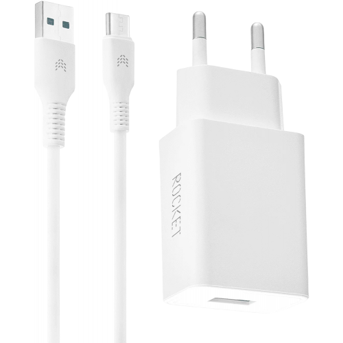 СЗУ Rocket Base Combo USB-A 10.5W + дата-кабель USB-A - Type C Белое