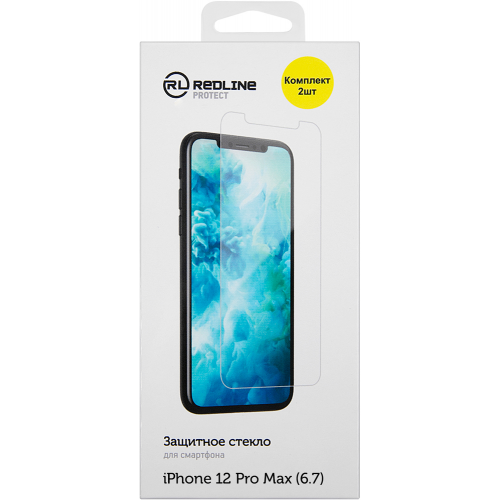 Стекло защитное RedLine Apple iPhone 12 Pro Max прозрачное 2 шт