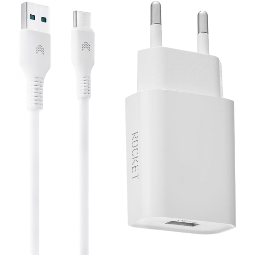 СЗУ Rocket Slot Combo USB-A 18W + дата-кабель USB-A - Type C Белое