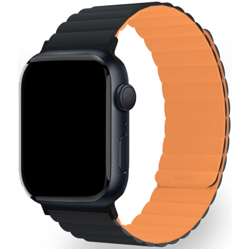 Ремешок для умных часов uBear Mode для Apple Watch 42|44|45|49 mm силиконовый Черный/оранжевый (WB17OB01ML-AW )