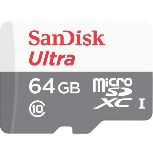 Карта памяти MicroSDXC SanDisk Ultra 64 GB Class 10 UHS-1 Черно-белая (SDSQUNR-064G-GN3MN)