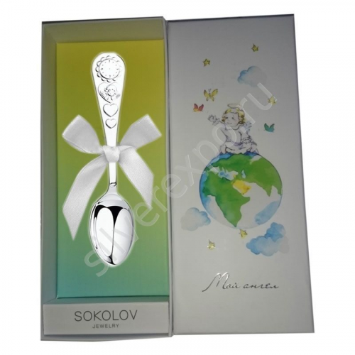 Серебряная ложка Часы с сердцем SOKOLOV Jewelry С0003