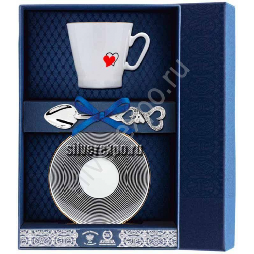 Кофейный набор Сердечки Фабрика серебра АРГЕНТА 018Ф07