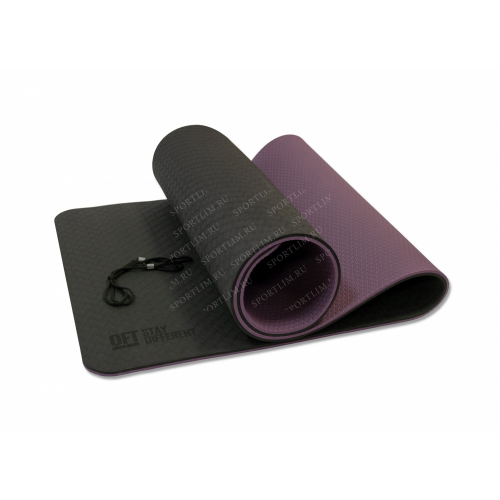 Original FitTools Коврик для йоги 10 мм двухслойный TPE черно-фиолетовый (Арт. FT-YGM10-TPE-BPP)