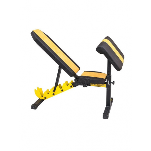 Универсальная атлетическая скамья Orion Sportlim (Черно-желтая) + Парта Скотта